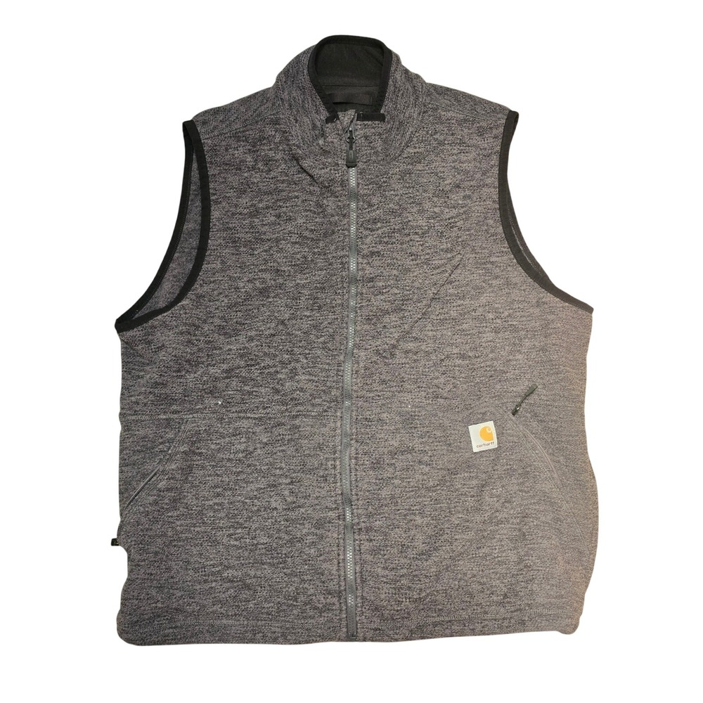 Carhartt Mens Relaxed Fit Fleece Vest Gray Heather Full Zip